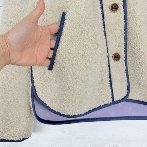 Anthropologie Piped Sherpa‎ Jacket Size XS Cream Cozy Warm Pockets Fall Winter - Picture 8 of 16